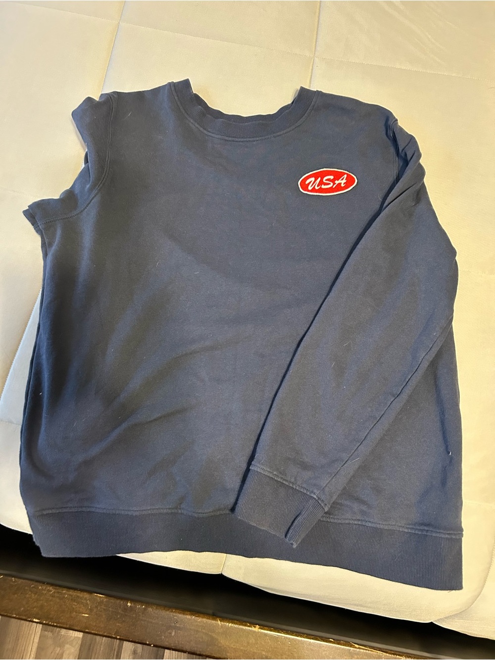 Goodfellow & Co Navy Crewneck Sweatshirt with Red USA Patch